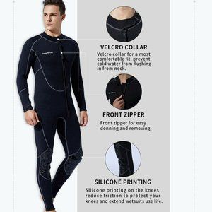 Men's Black Wetsuit with Velcro Collar